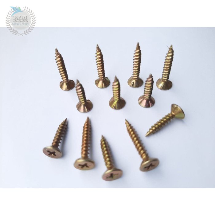 OLS 6x3/4&quot; Baut Sekrup Kalsiboard Baut Skrup Kuning GRC Kalsi 6 x 3/4 inch skrup Calcibord 2cm