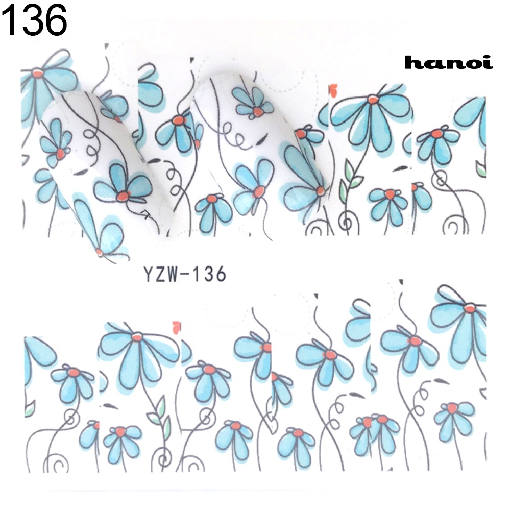 Hi * DIY Bunga Full Cover Bungkus Nail Art Stiker Perekat Decal Decor Manicure Tool