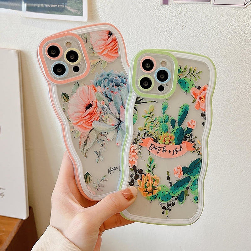 Soft Case OPPO A17 A57 2022 A77S A15 A16 A16K A54 A12 A5S A7 A94 A93 A3S A11k A53 A31 A52 A92 A37 F9 A1K A76 A36 5F A9 2020fashion Sarung Desain Kombinasi Tanaman Berdaging Realistis