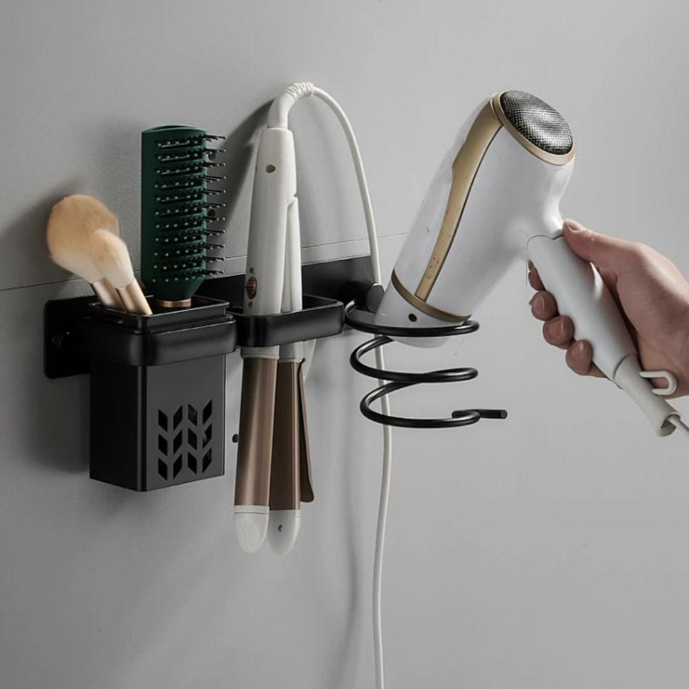 Populer Tempat Pengering Rambut Aluminium Hairdryer Rack Holder Stand Blower Organizer Rak Penyimpanan Aksesoris Kamar Mandi