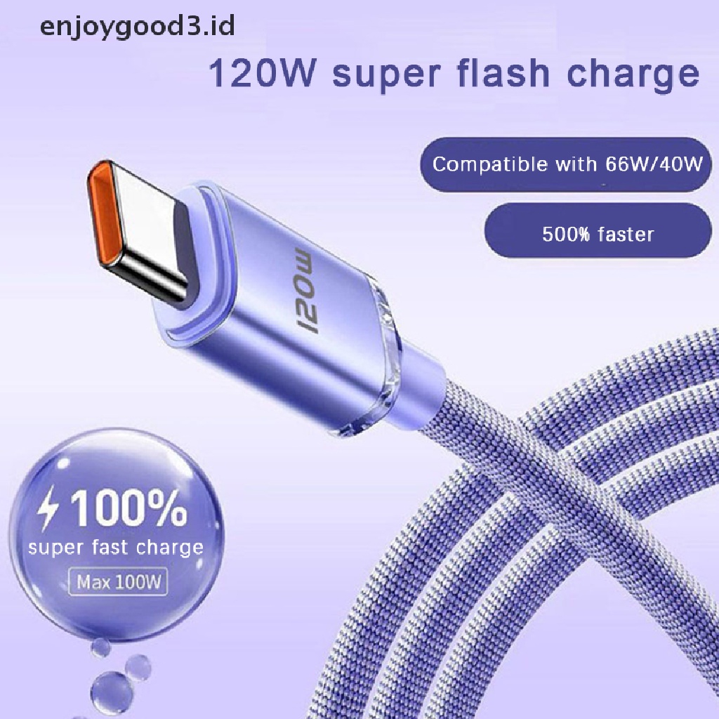 [Rready Stock] 120W USB Tipe C Kabel 6A Pengisian Cepat Tipe C Kabel Quick Charge USB C Cables (ID)