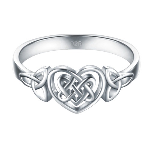 Goldkingdom Aksesoris Perhiasan Fashion Ready Stock Cinta Berbentuk Cincin Perak Disepuh Celtic Knot Engagement Ring