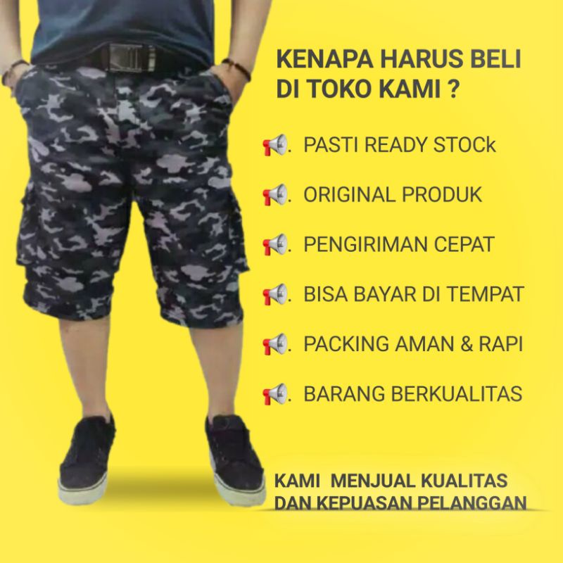 Celana Cargo Doreng Pendek TNI Loreng Pria Bahan Katun Tebel PDL Gunung
