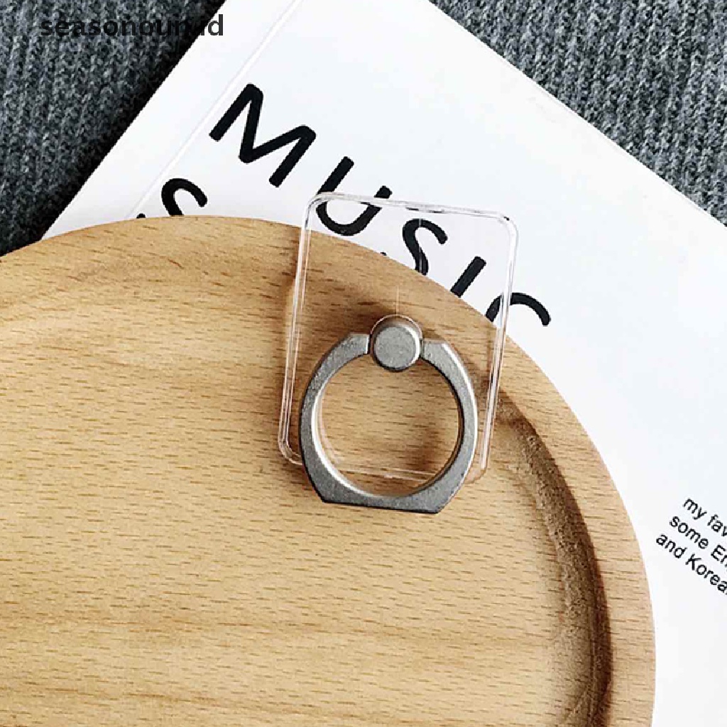 Seasonoun Universal Dudukan Ponsel Cincin Jari Lipat Lem Stand Transparan Holder.