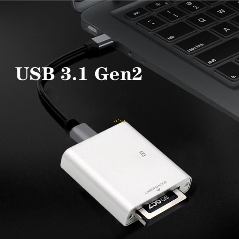 Btsg Aluminium Alloy C Fexpress Card Reader USB 3.1 Gen2 Adaptor Penyimpanan Memori 10Gbps Tipe C Untuk Laptop Komputer Telepon