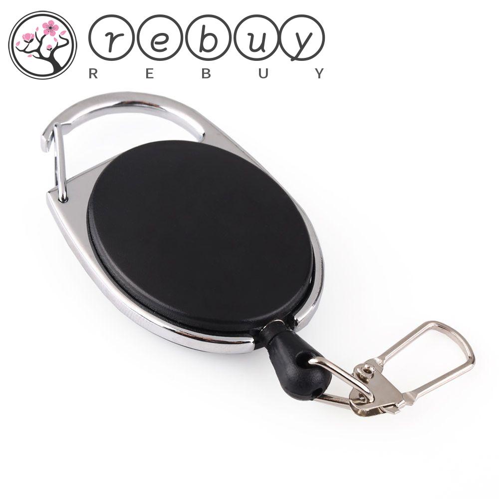 Rebuy Klip Holder Kartu ID / Name Tag / Gantungan Kunci Dengan Tali Lanyard Elastis
