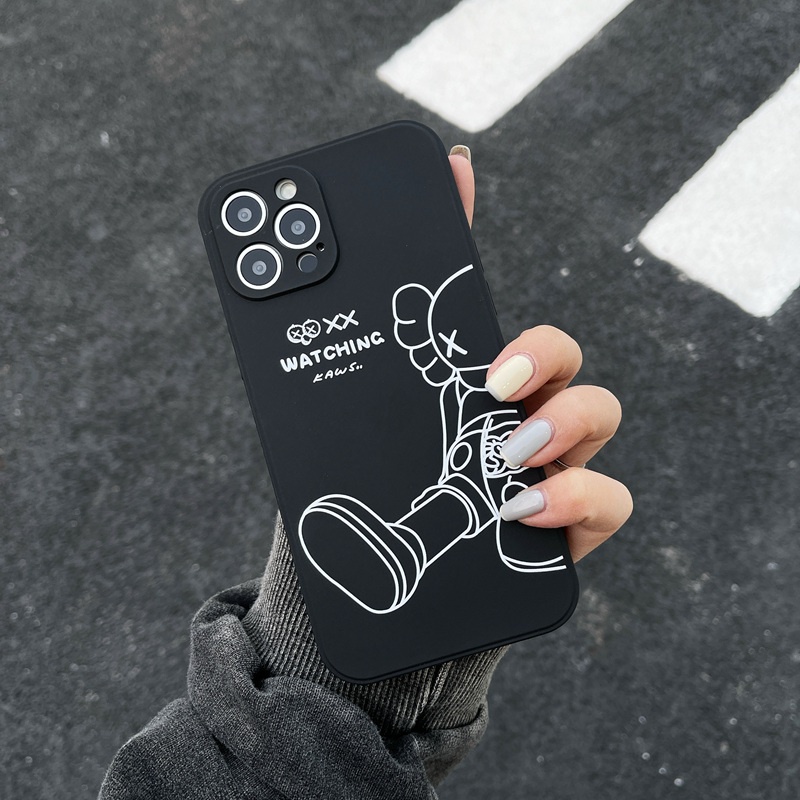 【XX KAWS】Soft Case IP IPhone 7 8 Plus 7+ 8+ X XR XS Max 11 12 13 14 Pro Max SE 2020 Black Case for Men Man missconnie