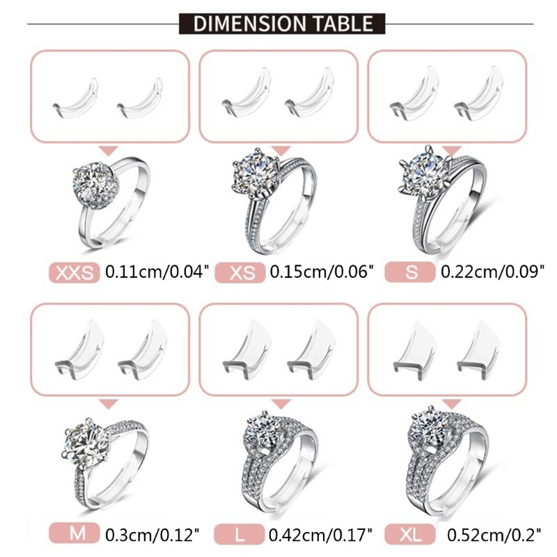 SIY 12 Pack Invisible Clear Ring Size Adjuster Resizer Loose Rings Reducer Ring Size Adjuster Jewelry Tools Plastic Mate