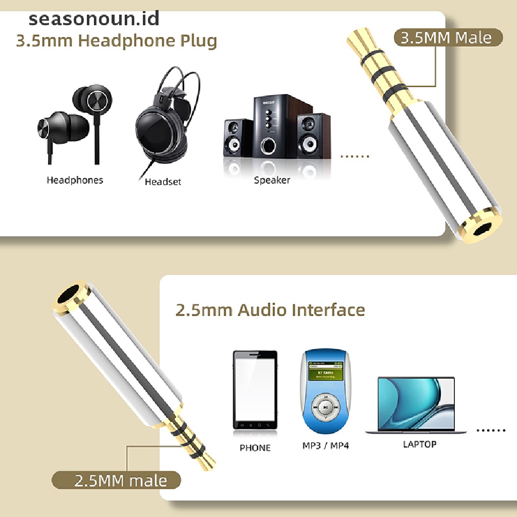 Seasonoun 2pcs/Pack 3.5mm Male to 2.5mm Female 2.5mm Male to 3.5mm Female Stereo Audio Adapter Headphone Jack.