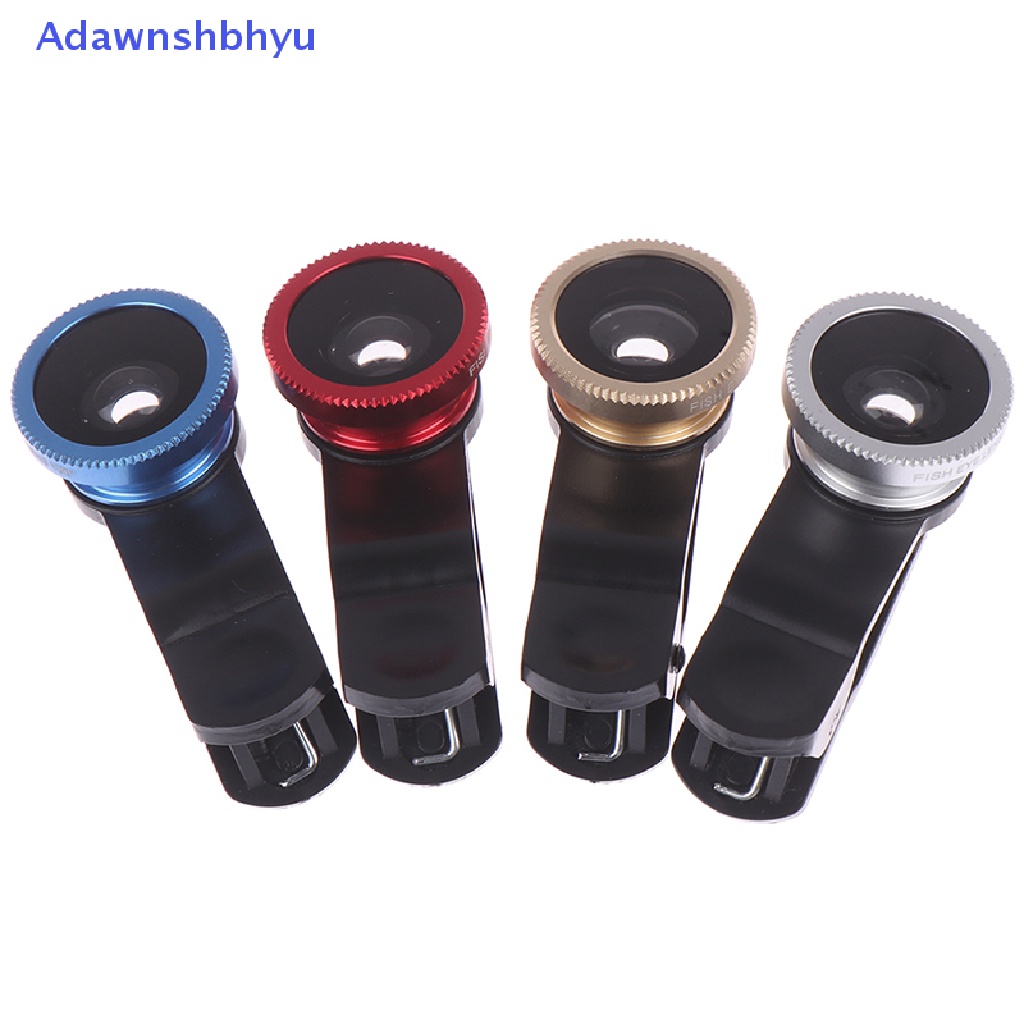 Adhyu 1set Klip universal 3in1 HD fisheye Kamera wide-angle Lensa Telepon Aksesori Telepon ID