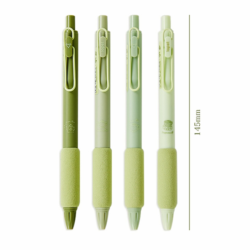 4pcs Pena Bola Matcha Soft Grip Tinta Hitam ST Pen Tip Pena Gel Ditarik