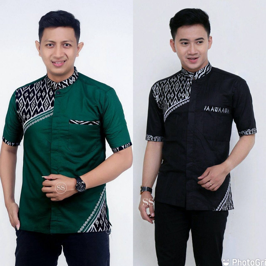 SANSEN.ID KOKO SLEMPANG PENDEK - PAKAIAN MUSLIM PRIA  DEWASA BORDIR