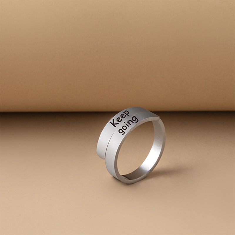 Cincin Stainless Steel Punk Warna Perak Baru Untuk Wanita Huruf Inggris Tetap Pergi Cincin Yang Dapat Disesuaikan Fashion Hadiah Pesta Halus