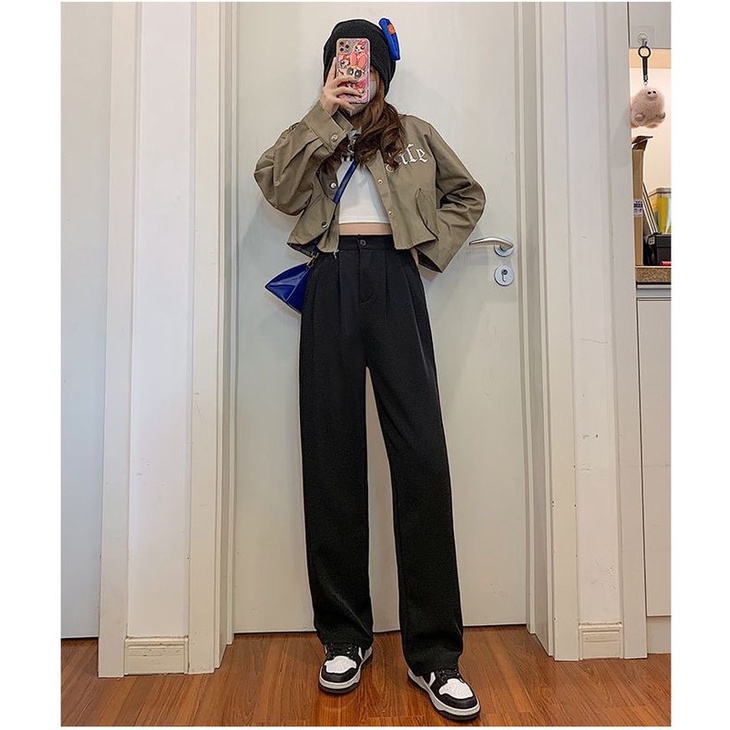 BEARYJEANS Celana Kain Wanita Highwaist Kulot Fabric Cullotes Straight Pants Celana Kulot Kasual Celana Wanita - BJ018