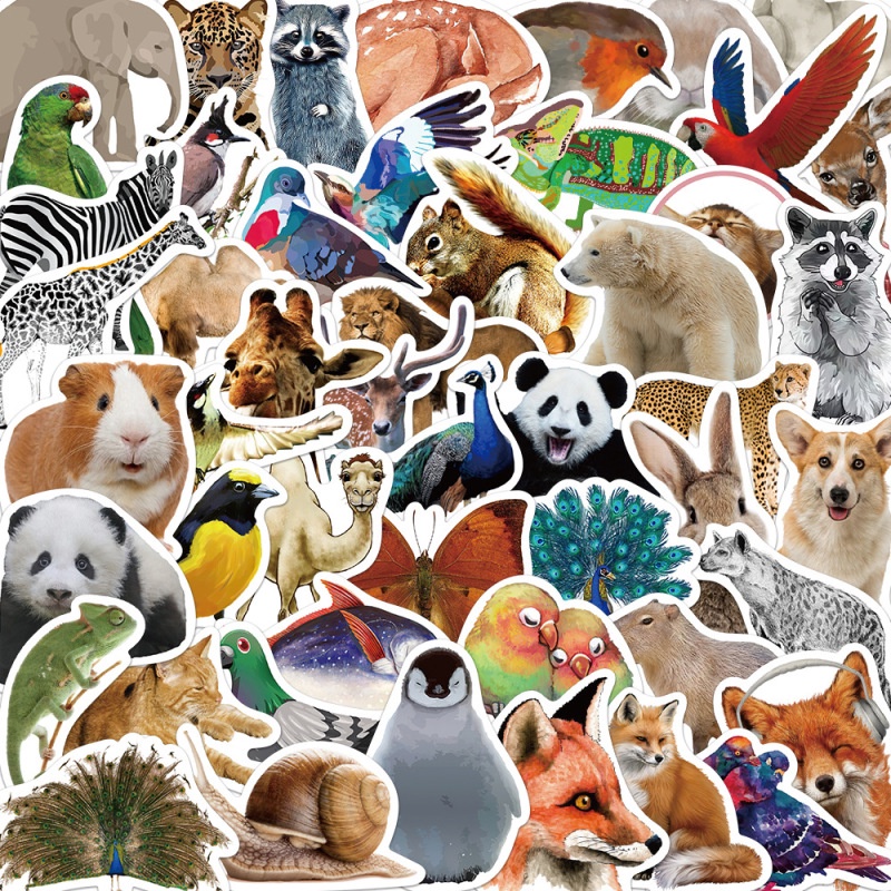 50pcs Kertas Potrait Hewan Rubah Rusa Panda Untuk Menghias Koper Gitar Scrapbooking DIY Stiker Populer