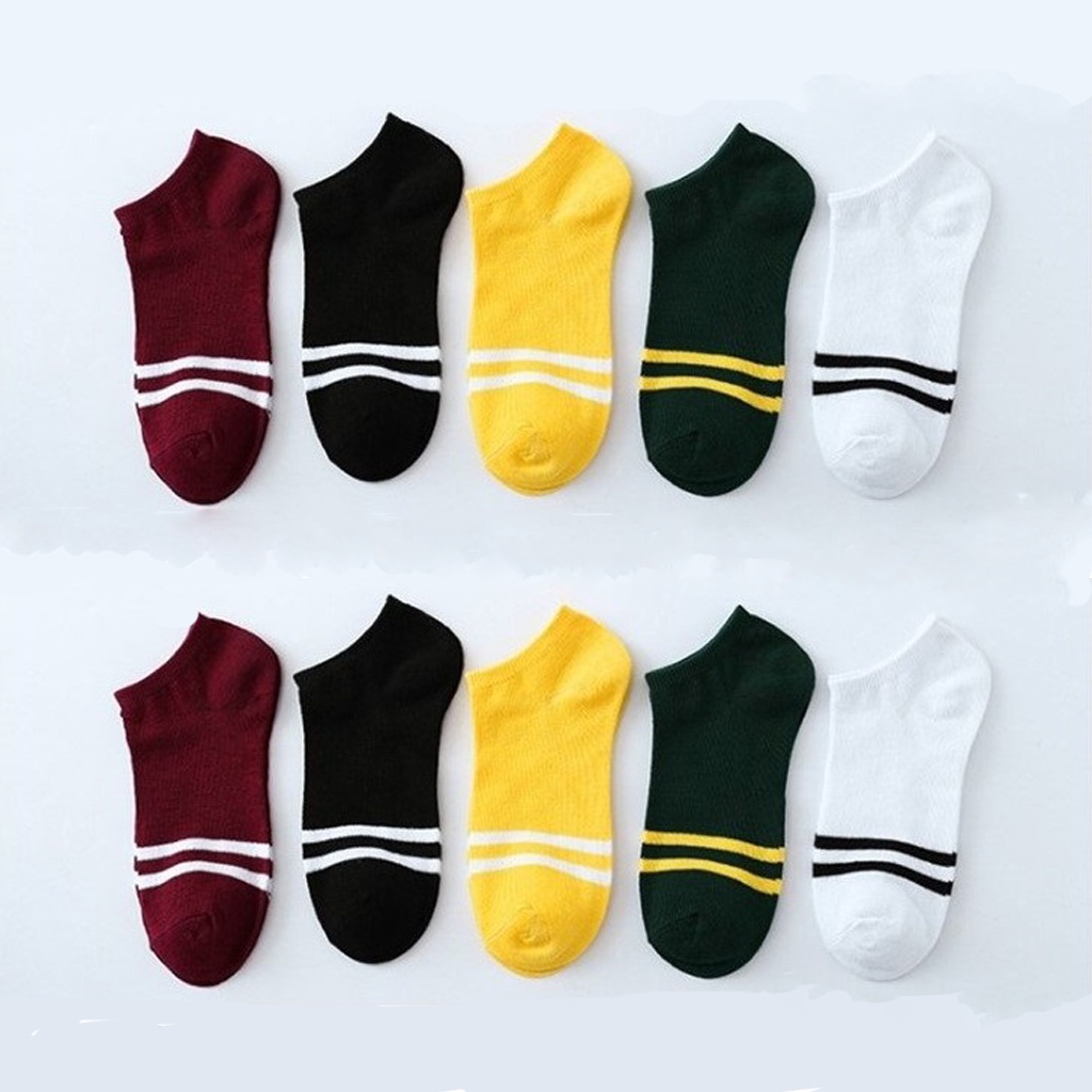 MurmerOfficial Kaos Kaki Motif 2 Garis Import Fashion Wanita Pria Kaos Kaki Pendek Mata Kaki Ankle Korean R098