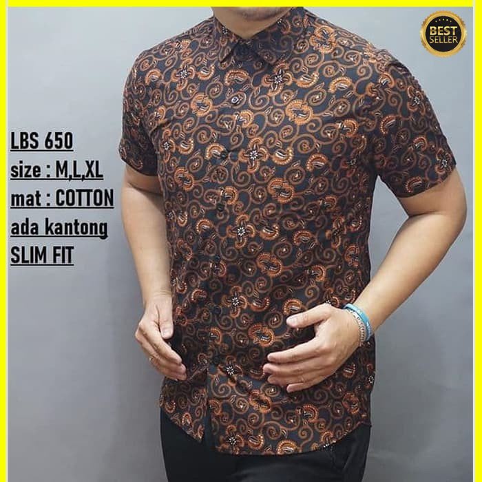 KEMEJA PRIA BATIK LENGAN PENDEK HEM BAHAN KATUN HALUS 40S LBS 650 MEWAH PREMIUM BAJU ELEGANT SIZE M L XL  SKU MS JAKARTA