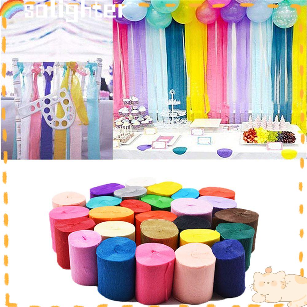 Solighter 2roll 5cm * 250cm 16warna Kertas Krep DIY Craft Packing Hadiah Dekorasi Pesta Pernikahan Crinkled Paper