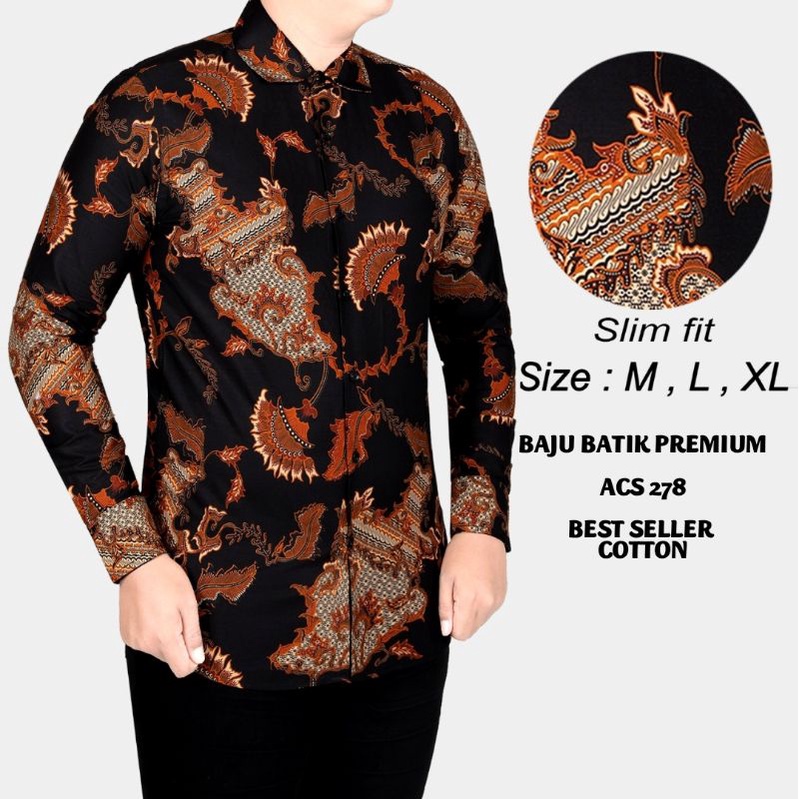 BAJU KEMEJA BATIK PRIA SLIMFIT LENGAN PANJANG MEWAH SLIM FIT D345 PREMIUM KEMEJA BLD JAKARTA