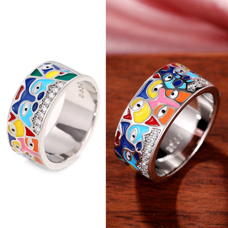 Baru Cincin Wanita Putih Cubic Zirconia Handmade Enamel Lovely Cat Unik Trendi Cincin Pesta Fashion Perhiasan Hadiah Natal