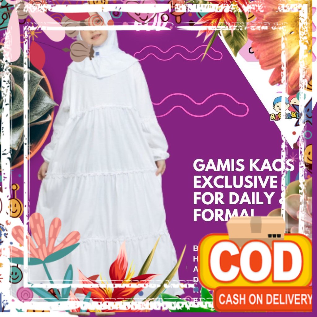 Gamis anak perempuan putih usia 12 tahun 10 tahun 5 tahun gamis manasik haji baju busana muslim anak
