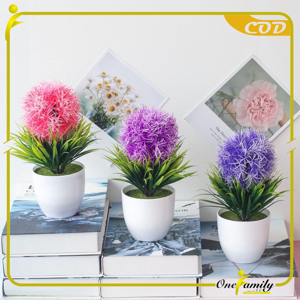 Ornamen Pot Bonsai Pajangan Dekorasi Rumah Tanaman Bunga Hias Plastik Artificial Flower