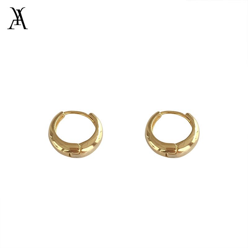 AY(CN) Anting Hoop Simple Gold Silver Untuk Aksesoris Perhiasan Wanita