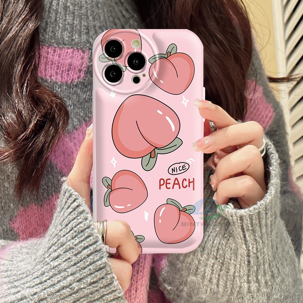 Casing hp Realme 10 C15 C12 C25S C11 C20 realme5 5i 6i C3 8i C21Y C25Y Musim Panas Peach Silicone Airbag Case Binteacase