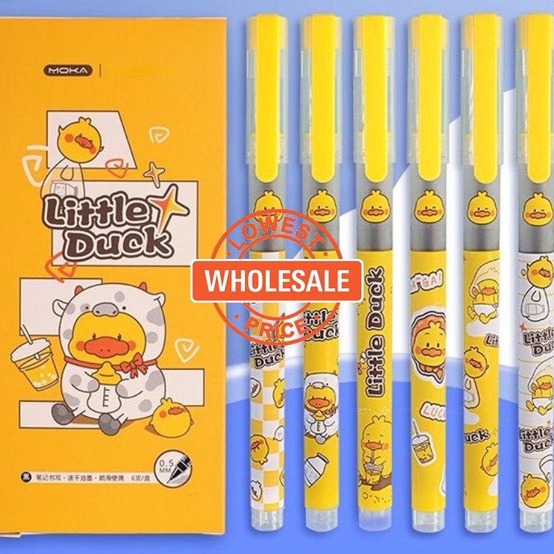 [Harga Grosir] 0.5mm Bebek Kuning Langsung Cair Netral Pulpen/Ins Kartun Lucu Pena Air/Siswa Menulis Kreatif Fountain pen/Catatan Ujian Perlengkapan Kantor Alat Tulis