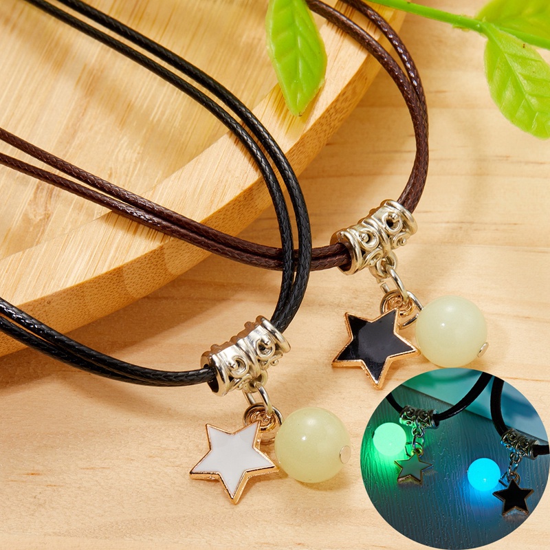 2 PCS/Set Fashion Pasangan Bercahaya Manik-Manik Bersinar Liontin Kalung Untuk Wanita Hati Bunga Bulan Kucing Persahabatan Perhiasan Kekasih Hadiah