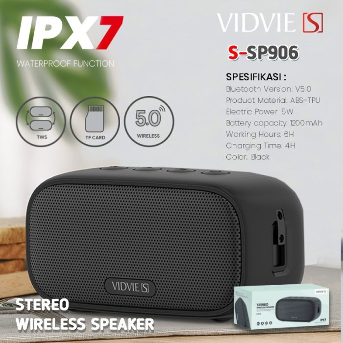 Vidvie S 4in1 Speaker Bluetooth Radio With SD Card Slot XL SP906 - Black