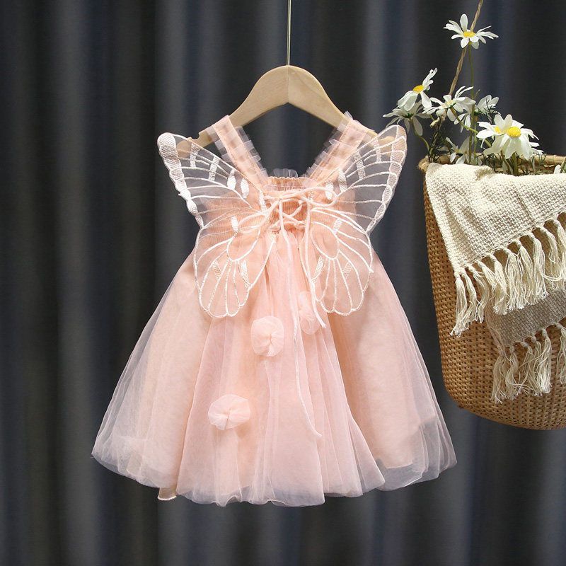 1-5 years old girl's dress summer dress new angel skirt super fairy treasure fluffy skirt girl suspenders wings princess dress