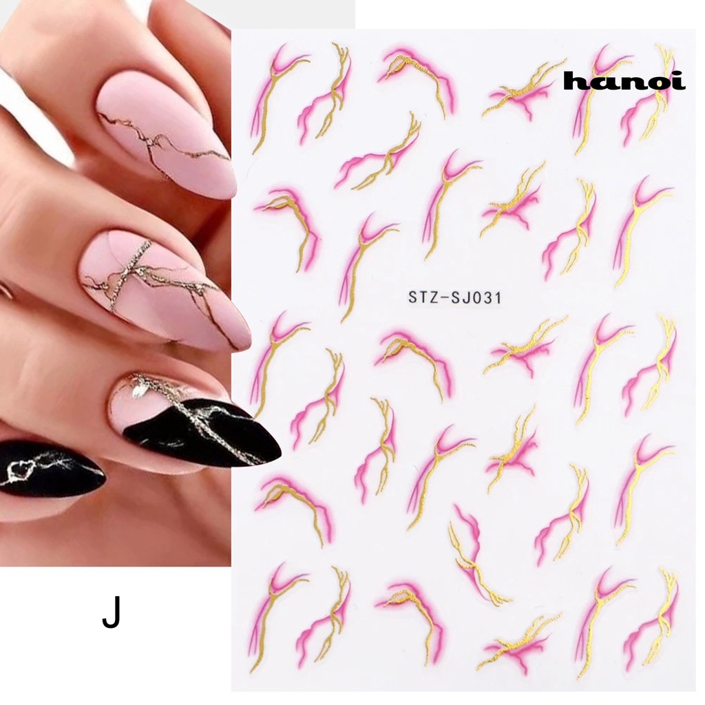 Hi Stiker Kuku Pola Indah Perekat Diri Daya Lengket Kuat Mempesona Efek Visual Yang Mempesona Dekoratif Ultra-Tipis Gaya Abstrak DIY Nail Art Decal Design Perlengkapan Kuku