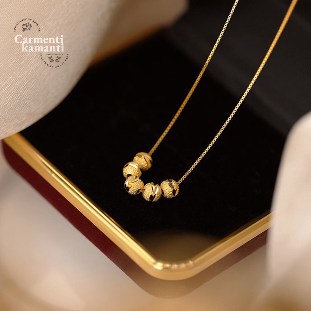 Carmenti Perhiasan Korea Manik-manik Keberuntungan Manik-manik Etnik Titanium Liontin Kalung Perhias