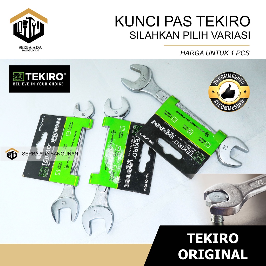 TEKIRO Kunci Pas 10 MM ~ 17 MM - Open Ended Wrench Kuat High Quality Japan