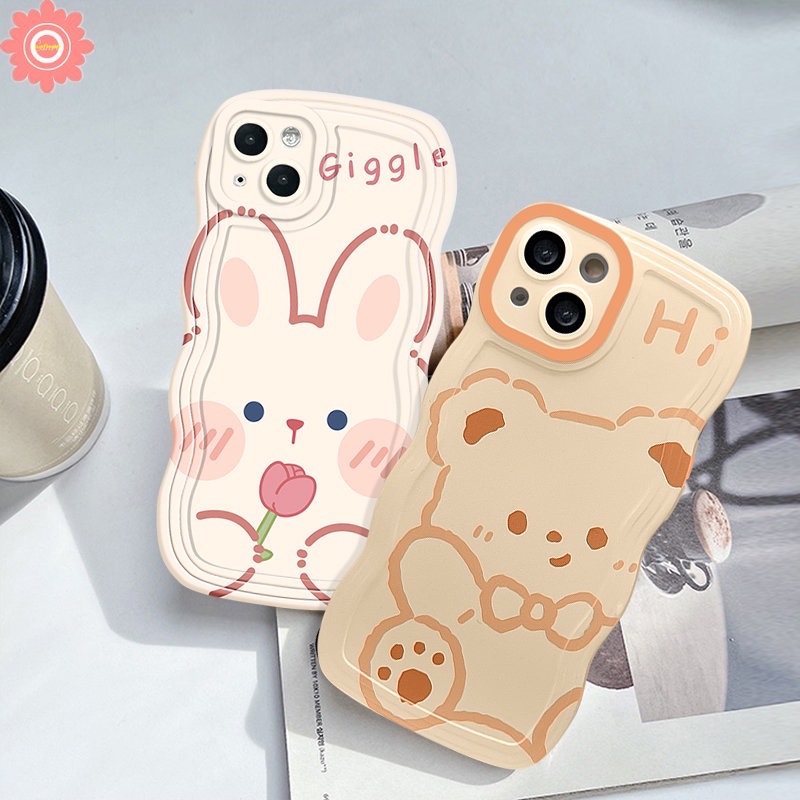 Case Beruang Lucu Vivo Y36 Y12s Y20 Y02 Y22 Y02s Y33s Y17 Y16 Y15 Y21 Y15s Y35 Y11 Y22s Y15A Y12i Y50 V20 V25E Y30 Y91C Y91 V25 V21 Y21s Y12 Y93 Lovely Rabbit Lembut Bergelombang Penutup Tepi