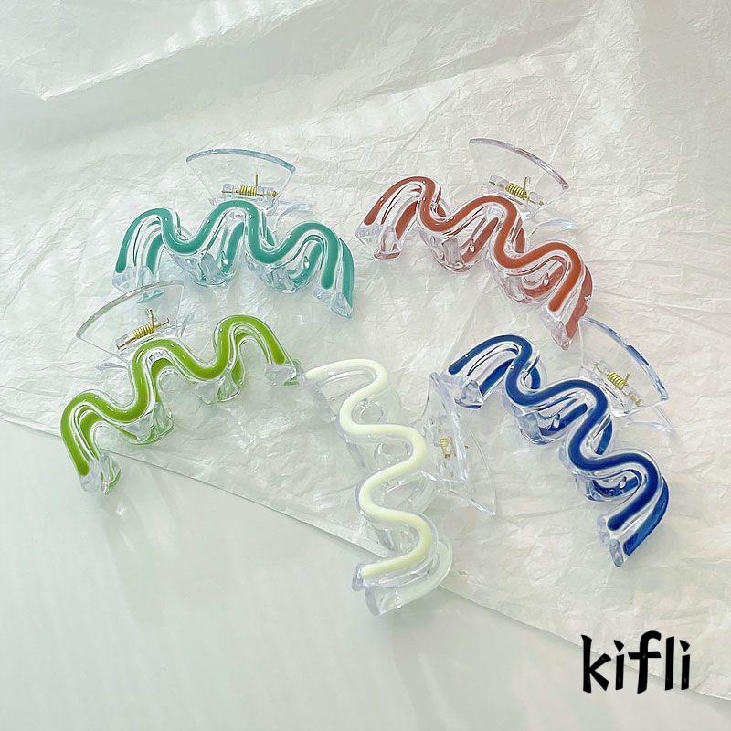 [KD] Jepit Rambut Hair Claw Clip W-shaped Drop Glaze Warna Polos Menyegarkan Musim Panas