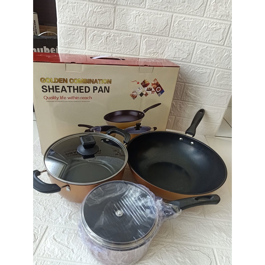 Gobra ♕  PNC-300-Y Panci Frying Pan Set 3in1 Anti lengket Golden Yellow