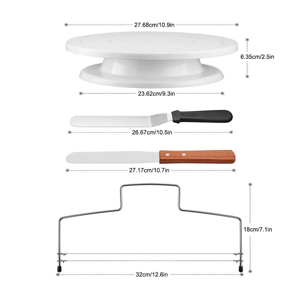 7 Pcs/Set Dekorasi Kue Set Dapur Berputar Meja Putar Baking Berputar Non-stick Dicuci Fondant Smoothing Perlengkapan