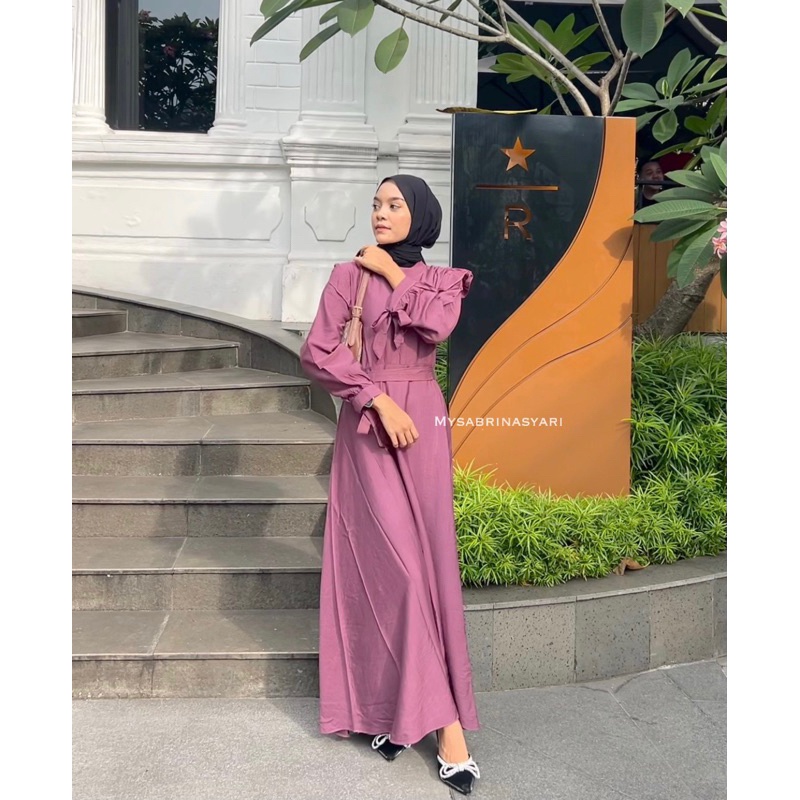 Gamis Wanita Dewasa Pesona Dress Polos Pergelangan Tanggan Karet Bahan Polo Linen Premium Size L XL XXLJumbo / Fashion Muslim Lebaran Terbaru