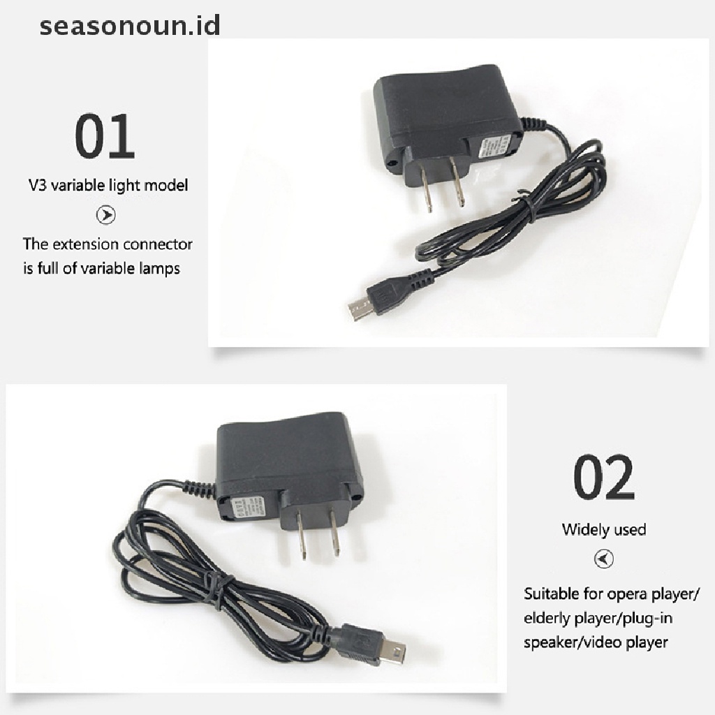 Seasonoun High Quality V3 V8 Charging Plug 500MA Power Charger Adapter Dengan Lampu Untuk Android Lansia Ponsel Charging Plug Dengan Kabel.