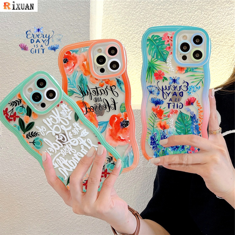 Samsung A04 A04e A04s A13 A03 A03s A02s A32 A23 A22 M32 A12 A31 A21s A10S A20 A30 A52 A53 A51 A71 Shockproof Fashion Flowers Secret Garden Bunga Lembut Bening Bergelombang Casing Ponsel RIXUAN