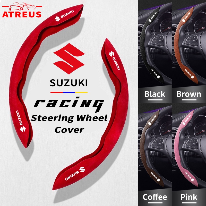 Suzuki Sarung Pelindung Setir Mobil Racing Suede Steering Wheel Cover Anti Slip Serap Keringat Untuk ERTIGA Splash Swift XL7 SX4 Jimny Vitara Katana