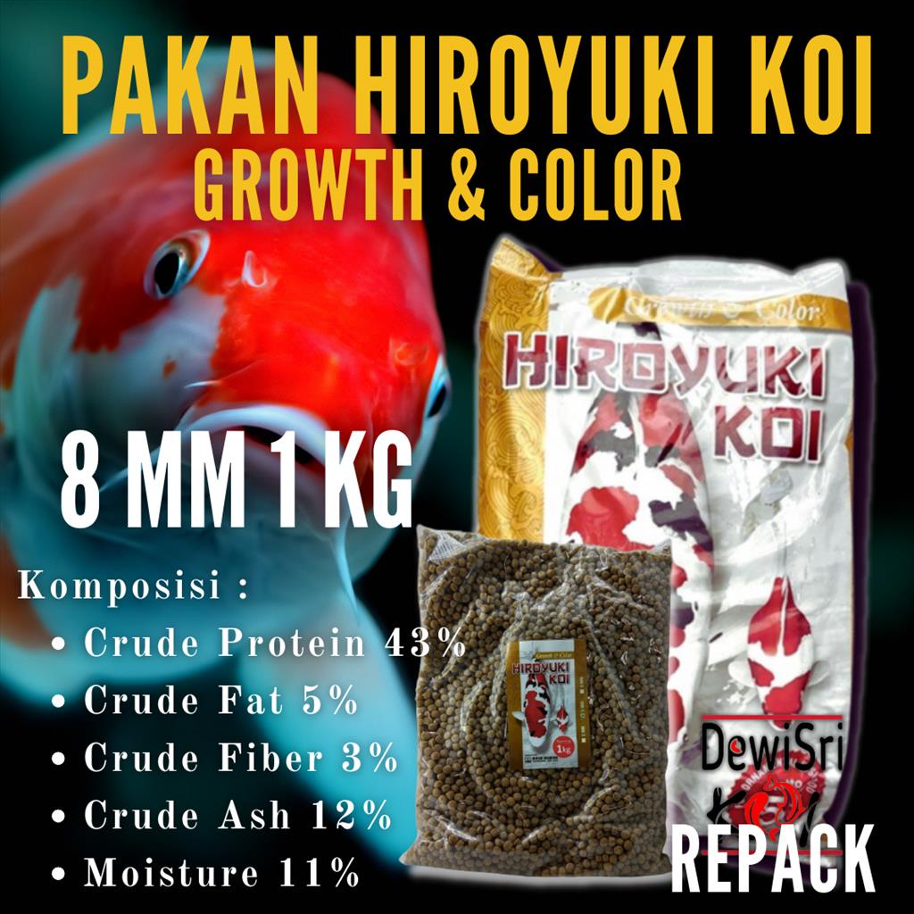 

Pakan Koi Hiroyuki Growth And / Color Size L ( 8mm ) Repack 1 Kg