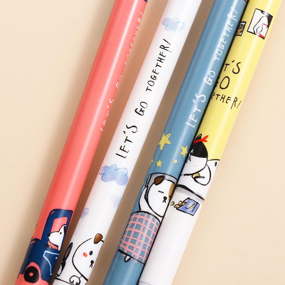 [Elegan] 4 Pcs Pensil Mekanik 4 Pcs Perlengkapan Sekolah 2.0mm Press Pen Lucu Anjing Anjing Pensil Otomatis