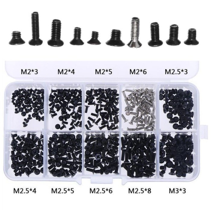 Set Baut Laptop Paket Lengkap 500 pcs LapTop NoteBook PC Kamera/Screw Service KIT Laptop Notebook -HRCB
