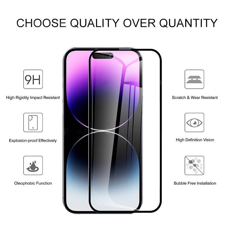 2pcs Full Cover Tempered Glass Untuk Iphone14 13 12 11 Pro MAX Plus Mini Pelindung Layar Untuk iPhone X XS MAX XR 7 8 6 6S Plus SE 2022 2020 14Plus 13Mini 12Mini Kaca