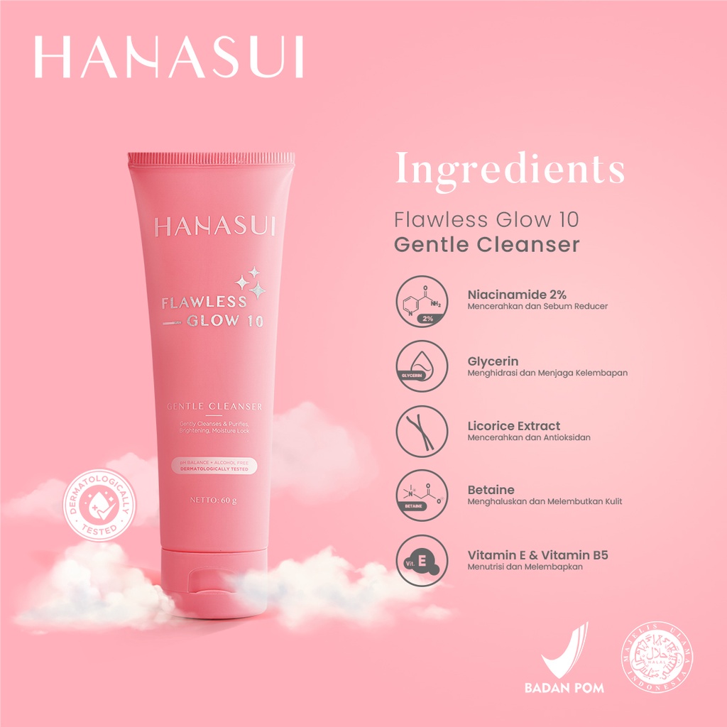 IDOLAKU Hanasui Flawless Glow 10 Gentle Cleanser / Power Essence / Day Cream / Night Cream
