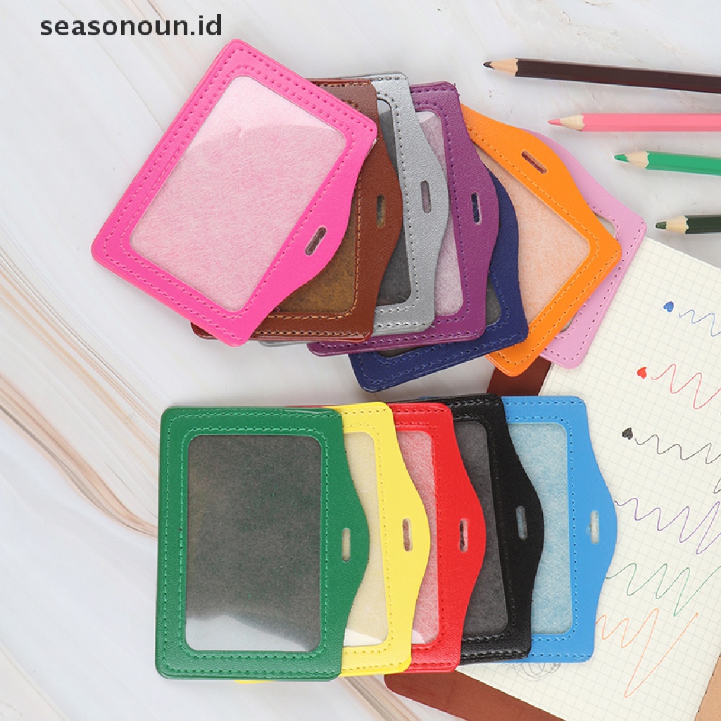 Seasonoun 1Pc PU Card Case Holder multicolour Portable String Fashion Identitas Badge.
