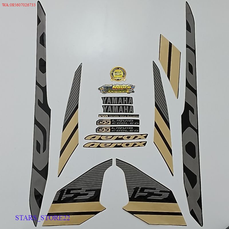 (ORI) Striping Yamaha Aerox 155 2017 2018 stiker motor list hitam gold body standar motor KUALITAS O